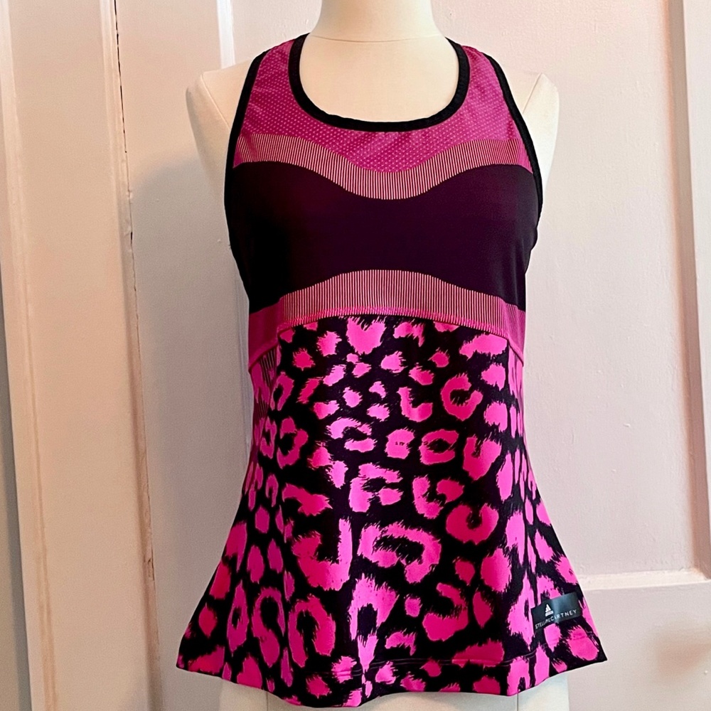 Stella McCartney x Adidas Hot Pink & Black Barricade Active Tank / Gym Top LARGE - Picture 3 of 10